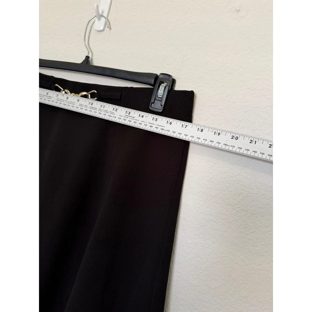 Roz & Ali Black A-Line Midi Skirt Gold Chain Detail Size Large